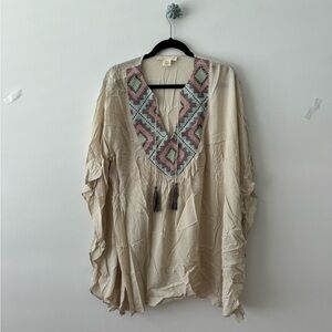 Beige Embroidered Women's Top